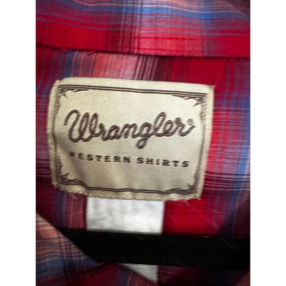 WRANGLER Pearl Snap Mens Short Sleeve Western Shirt in Red Plaid XXL - Picture 3 of 6